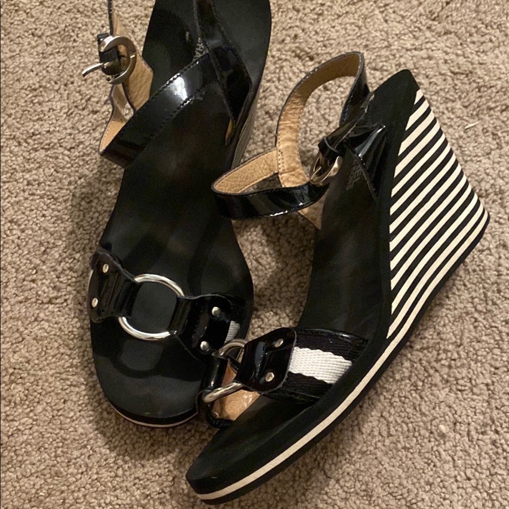 Michael kors Black and White Wedge Sandals